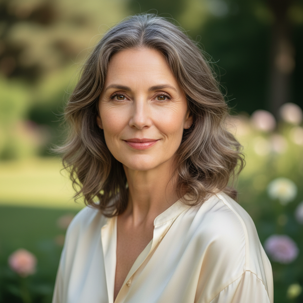 make a 50 years old woman beatiful and real face